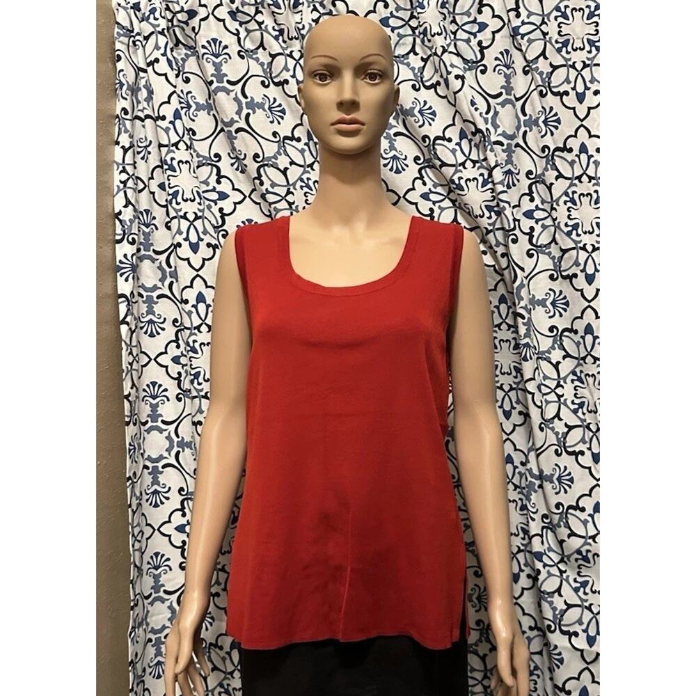 Exclusively Misook Red Sleeveless Knit Sweater Top Shell Basic Tank Sz Lg Career